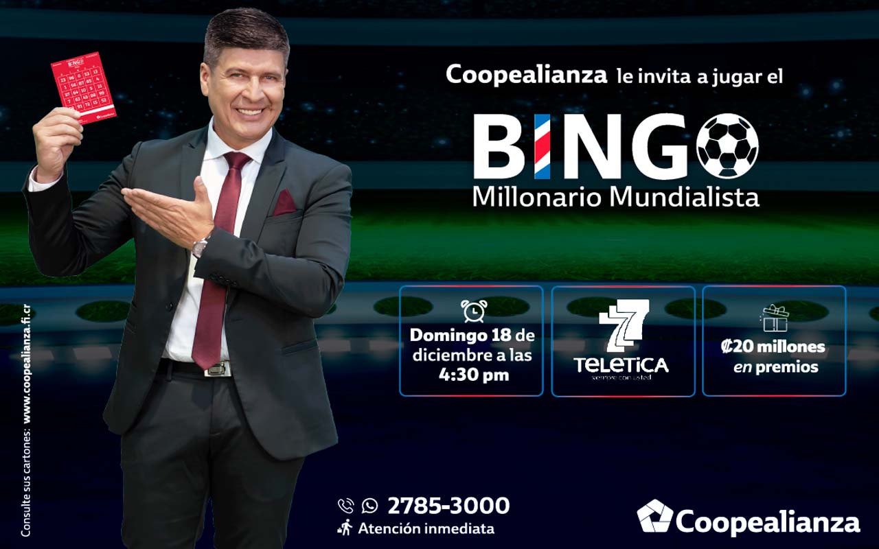 Coopealianza lo invita a jugar el Bingo Millonario Mundialista.alt