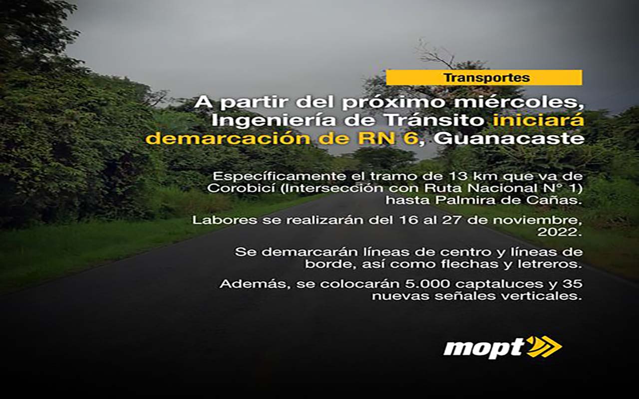 Hoy inicia la demarcación de RN6 Guanacaste.alt