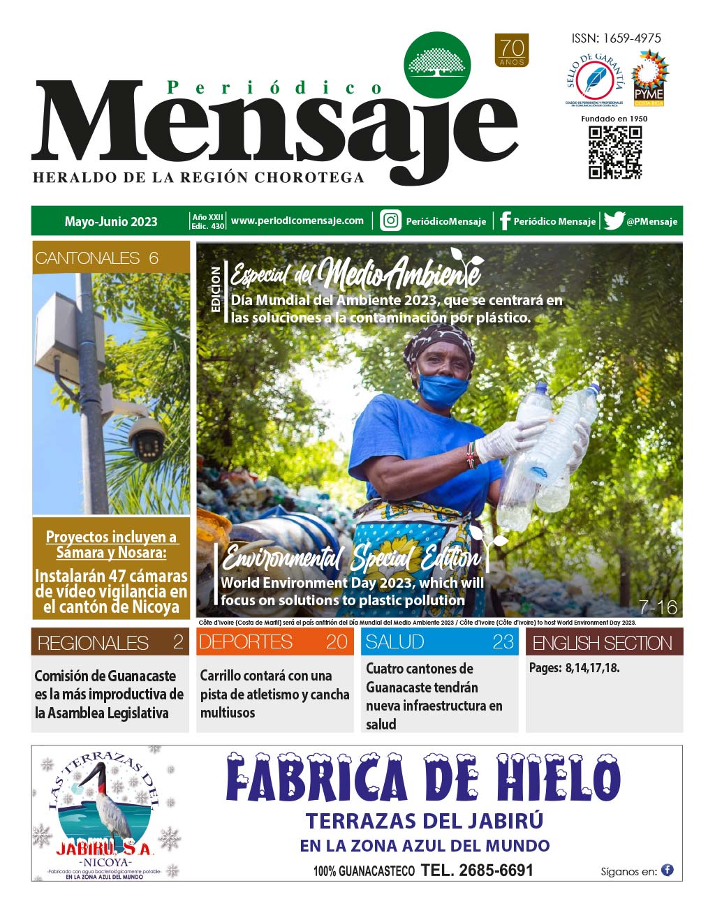 Portada Edicion Mayo 2023, Periodico Mensaje, Guanacaste